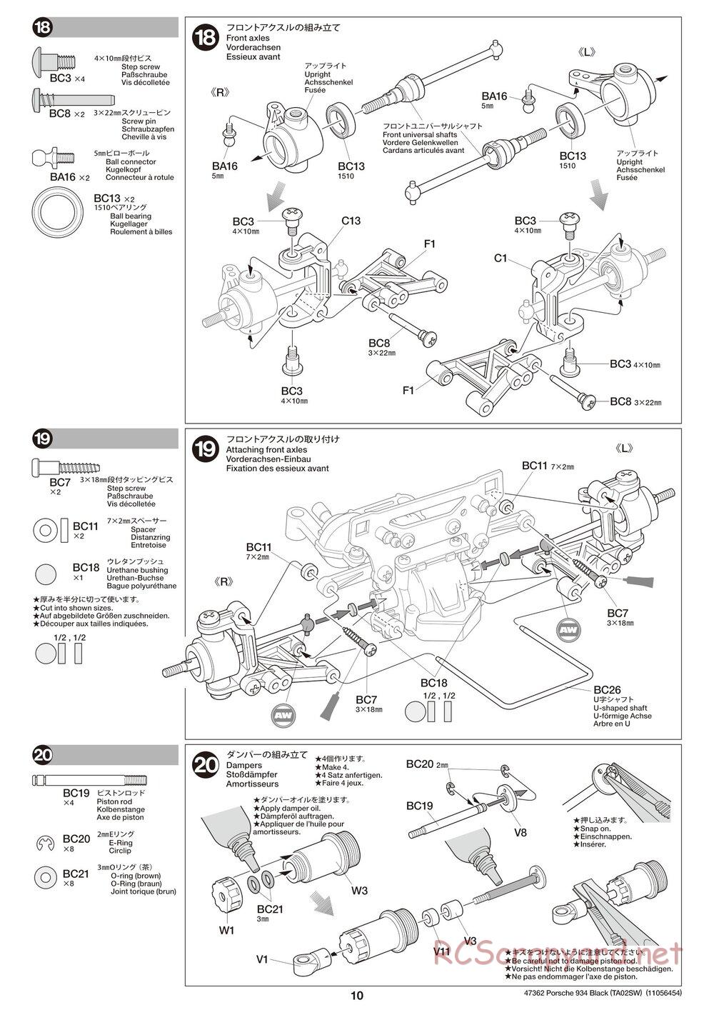 Tamiya - 47362 - Manual • Porsche Turbo RSR Type 934 - Black - TA02SW ...