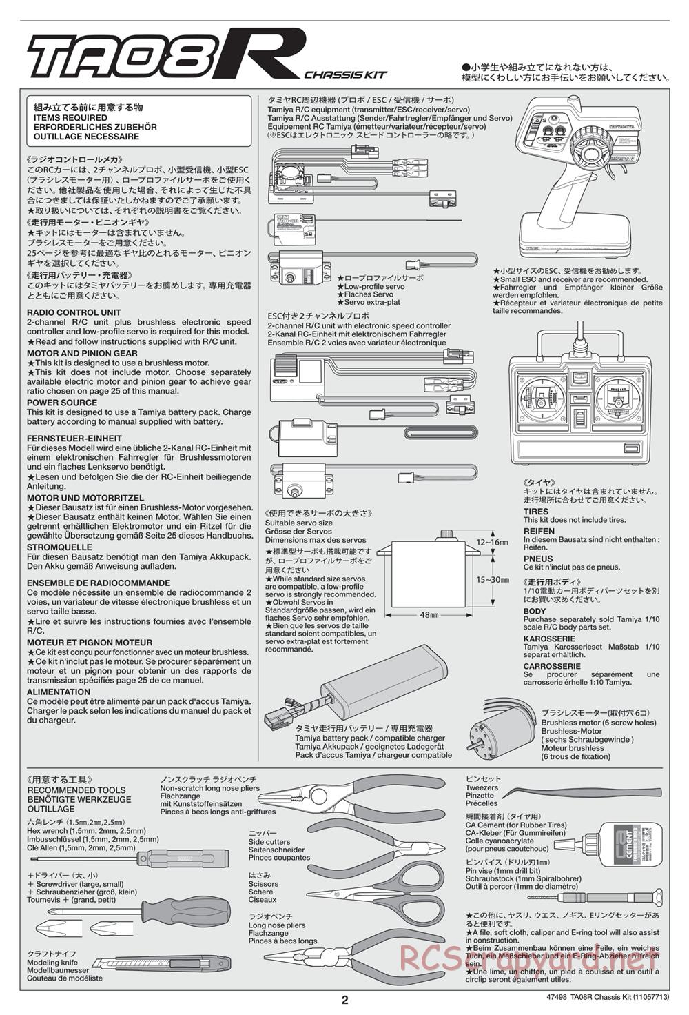 Tamiya - 47498 Chassis - Manual - Page 2