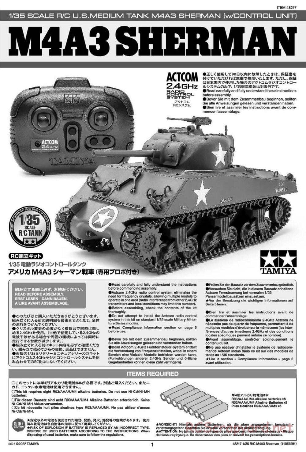 Tamiya - US Medium Tank M4A3 Sherman - 1/35 Scale Chassis - Manual - Page 1