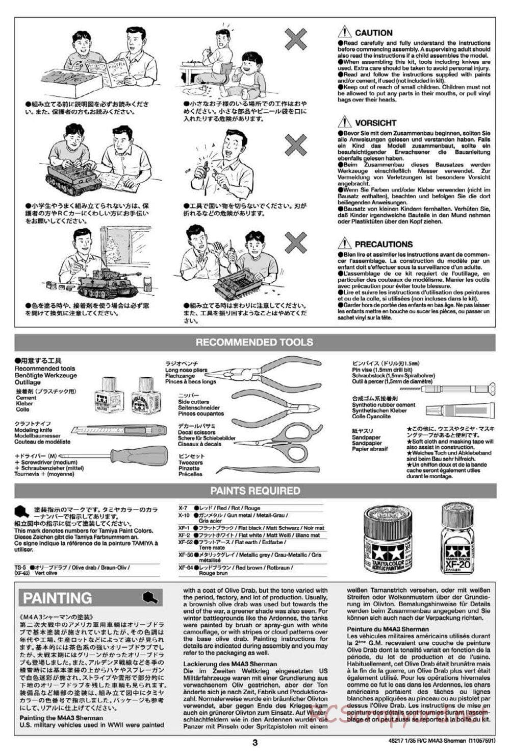 Tamiya - 48217 - Manual • US Medium Tank M4A3 Sherman - 1/35 Scale •  RCScrapyard - Radio Controlled Model Archive