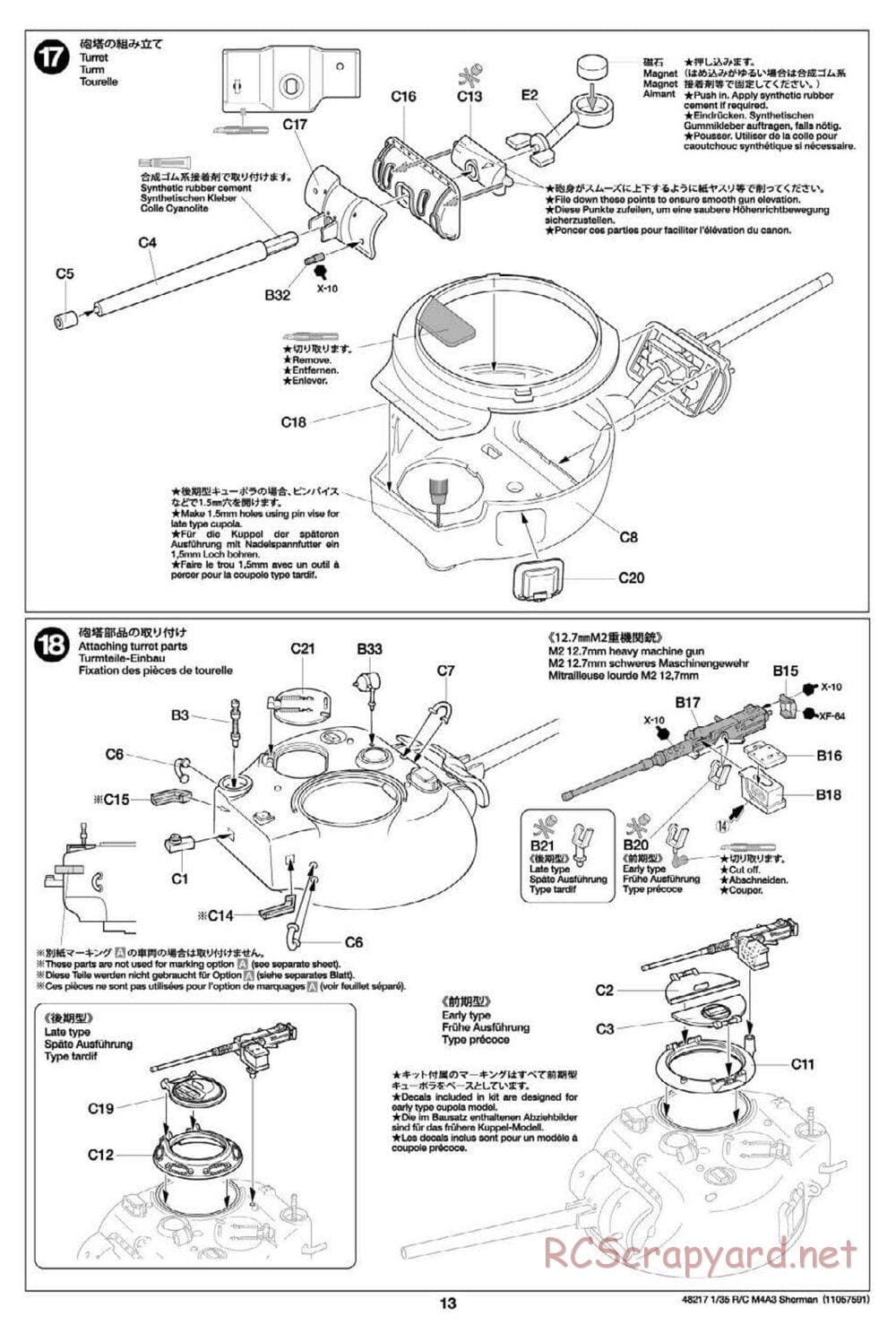 Tamiya - US Medium Tank M4A3 Sherman - 1/35 Scale Chassis - Manual - Page 13