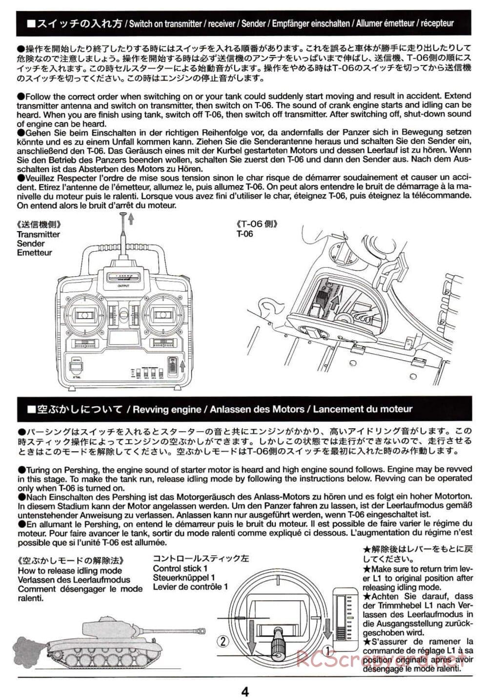 Tamiya - M26 Pershing - 1/16 Scale Chassis - Operation Manual - Page 4