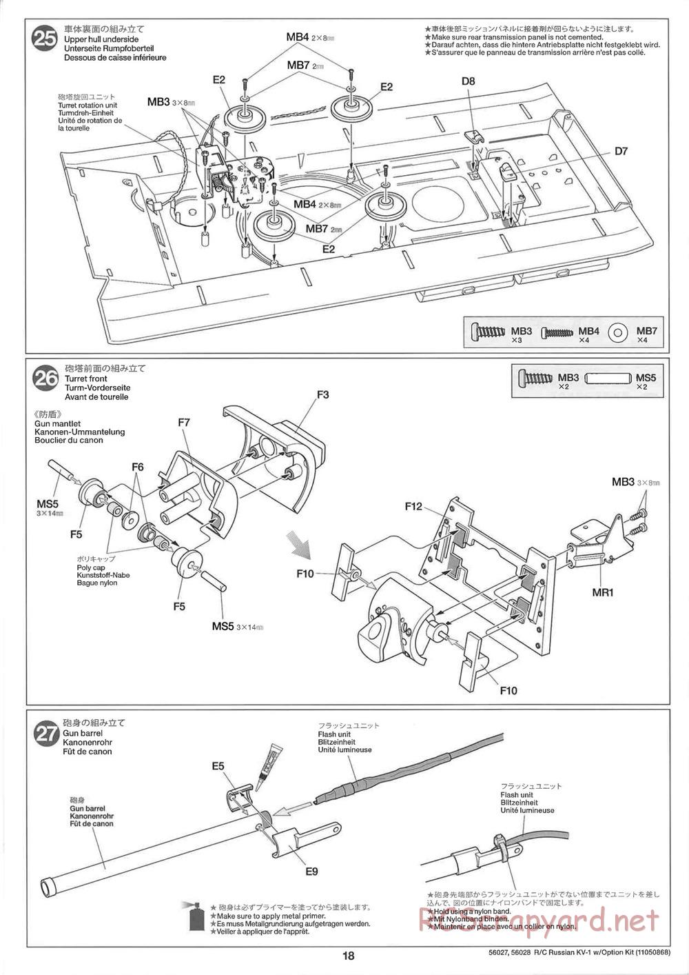 Tamiya - Russian Heavy Tank KV-1 - 1/16 Scale Chassis - Manual - Page 18