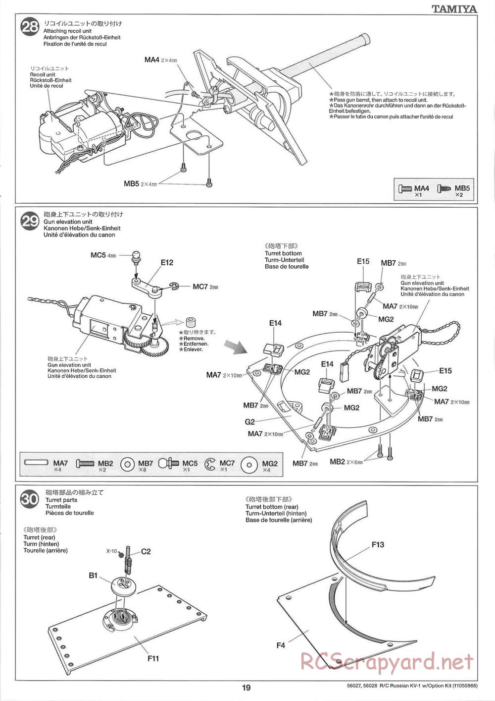 Tamiya - Russian Heavy Tank KV-1 - 1/16 Scale Chassis - Manual - Page 19