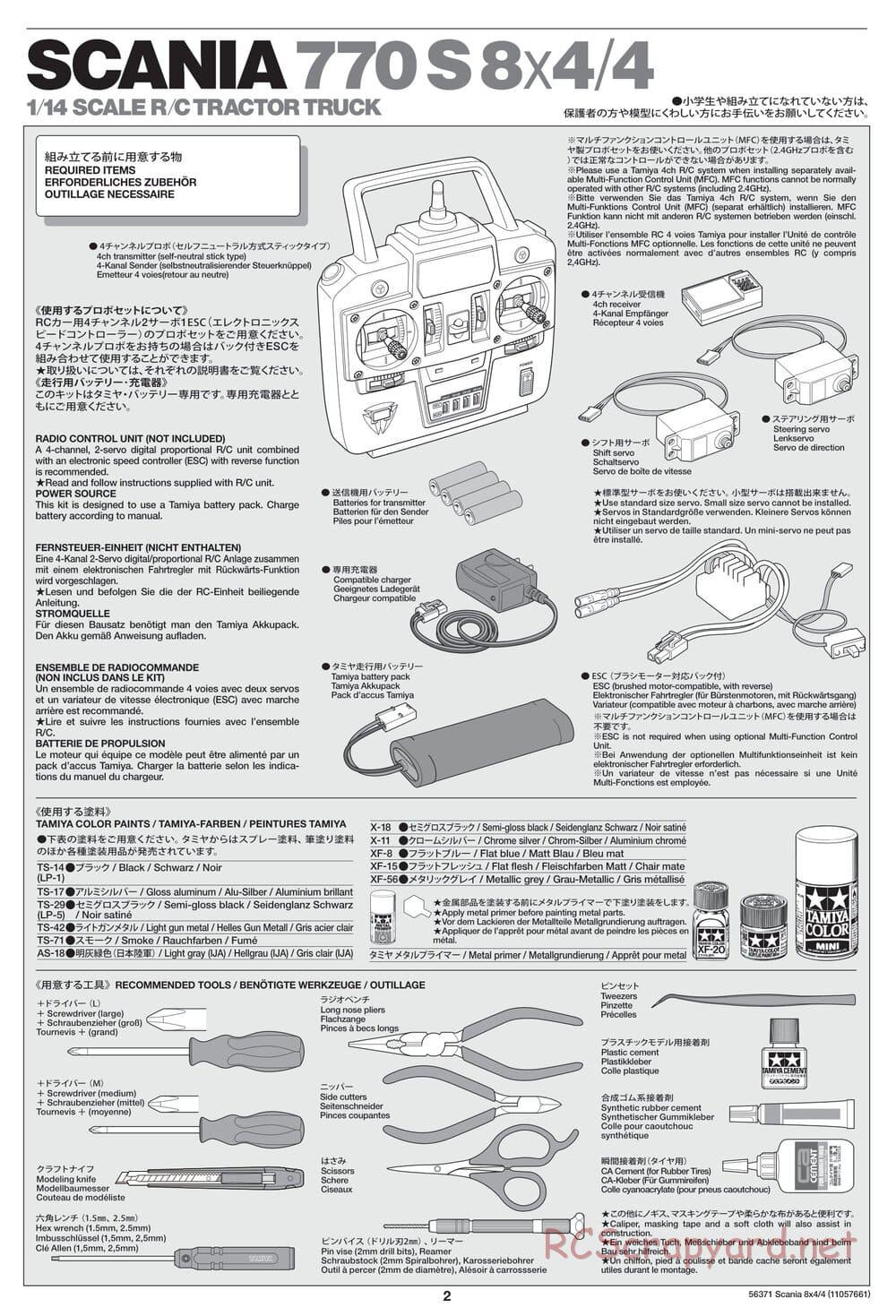 Tamiya - Scania 770 S 8x4/4 Chassis - Manual - Page 2