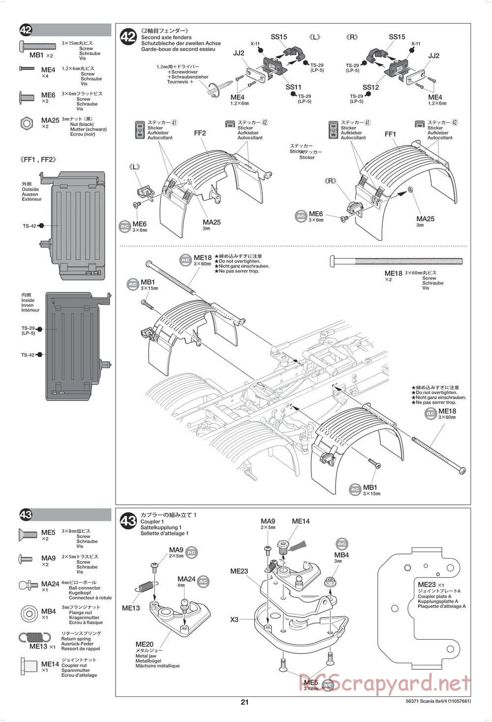 Tamiya - Scania 770 S 8x4/4 Chassis - Manual - Page 21