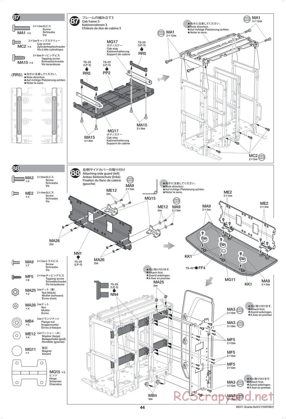 Tamiya - Scania 770 S 8x4/4 Chassis - Manual - Page 44