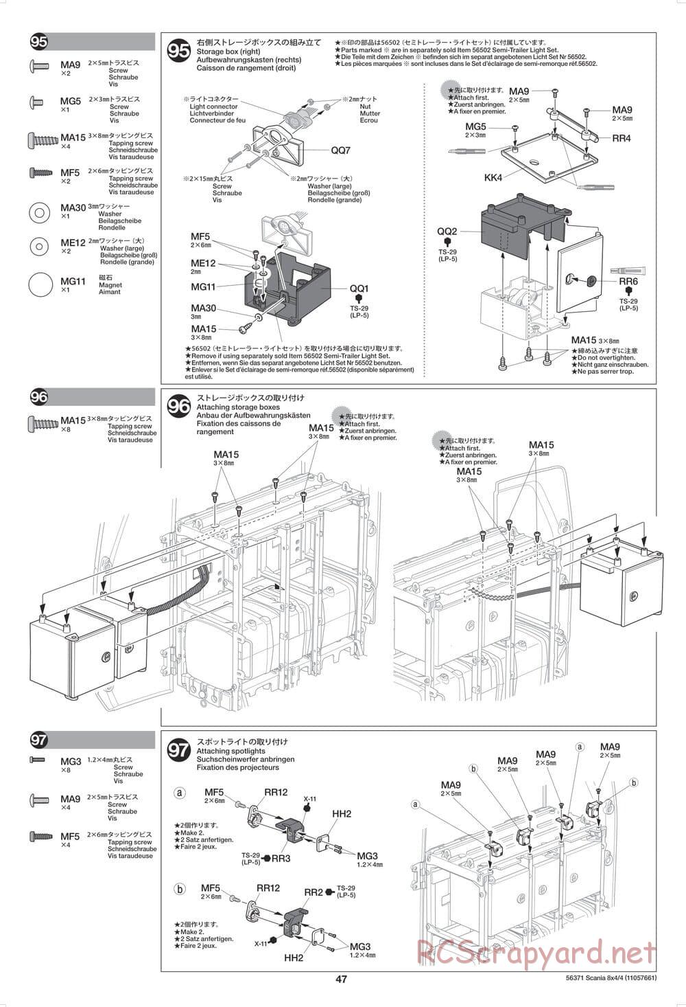 Tamiya - Scania 770 S 8x4/4 Chassis - Manual - Page 47