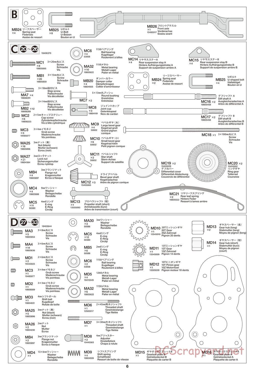 Tamiya - Scania 770 S 8x4/4 Chassis - Parts Manual - Page 6