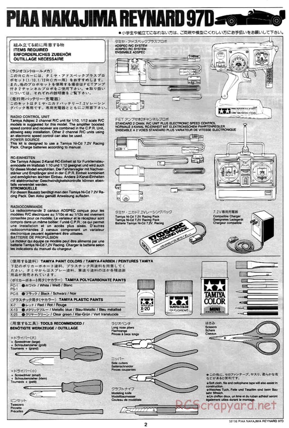 Tamiya - PIAA Nakajima Reynard 97D - F103 Chassis - Manuale - Page 2
