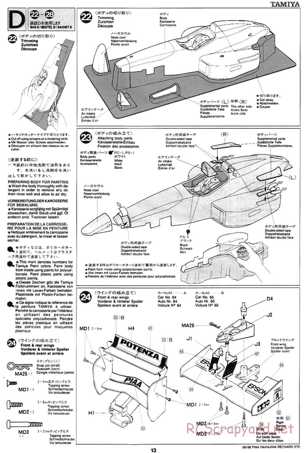 Tamiya - PIAA Nakajima Reynard 97D - F103 Chassis - Manuale - Page 13