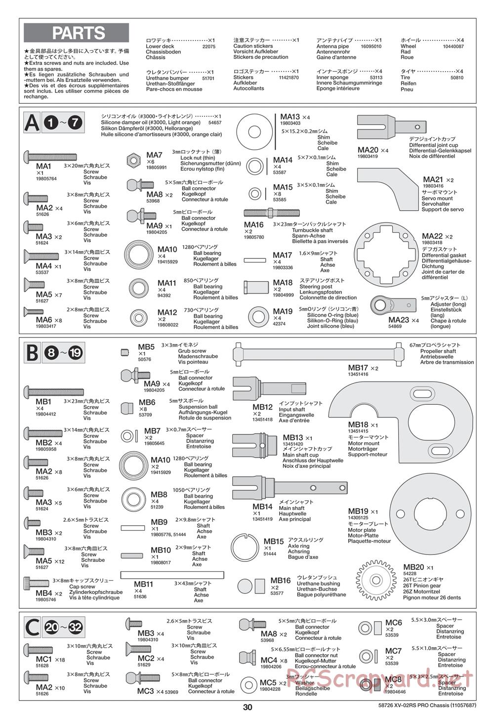 Tamiya - XV-02RS Pro Chassis - Manual - Page 30