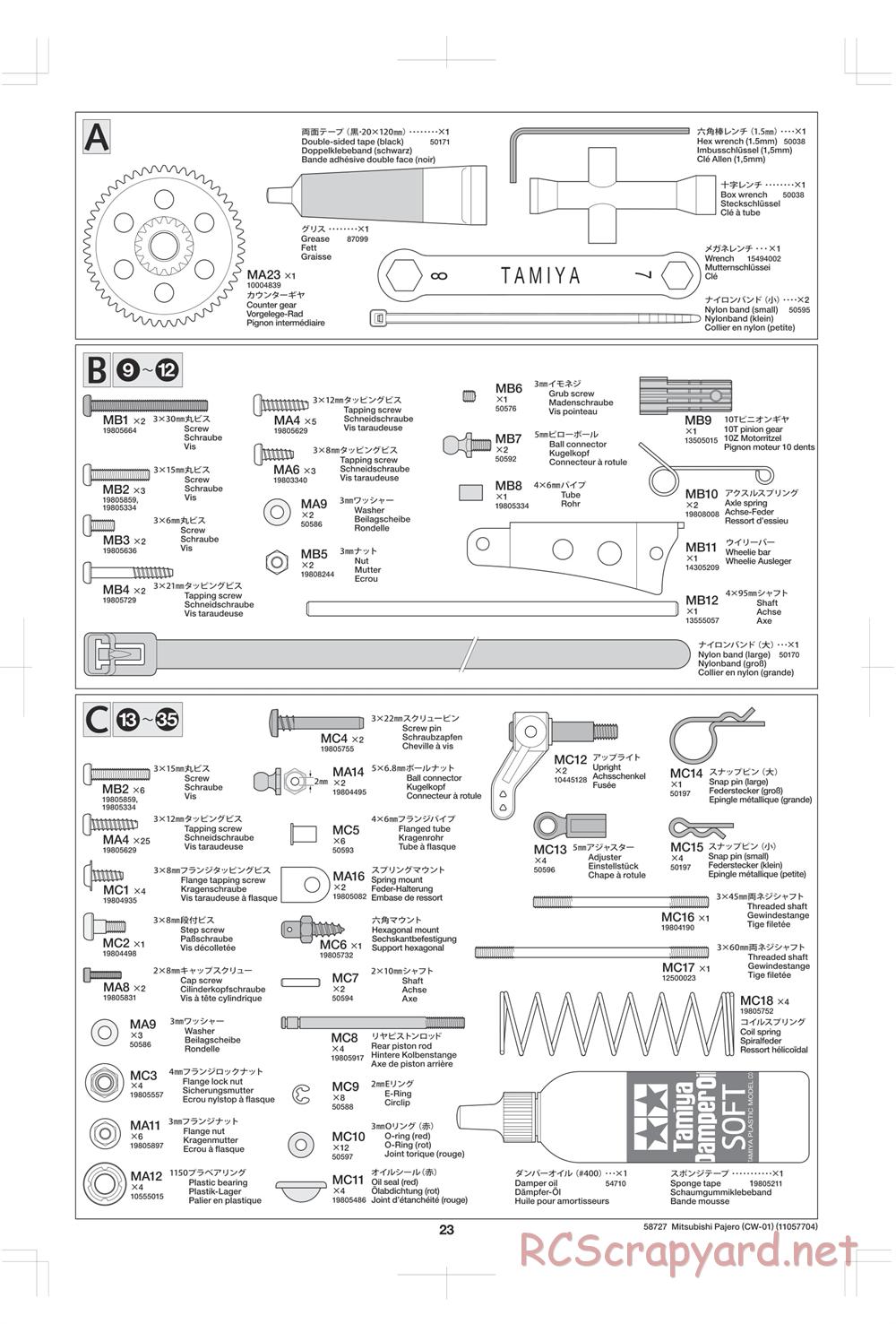 Tamiya - Mitsubishi Pajero - CW-01 Chassis - Manual - Page 23