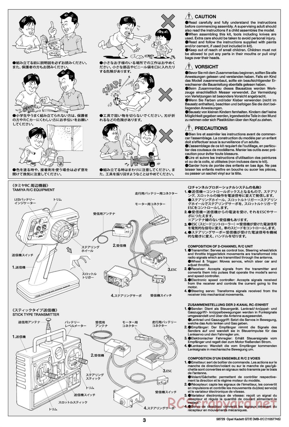 Tamiya - Opel Kadett GT/E - MB-01 Chassis - Manual - Page 3