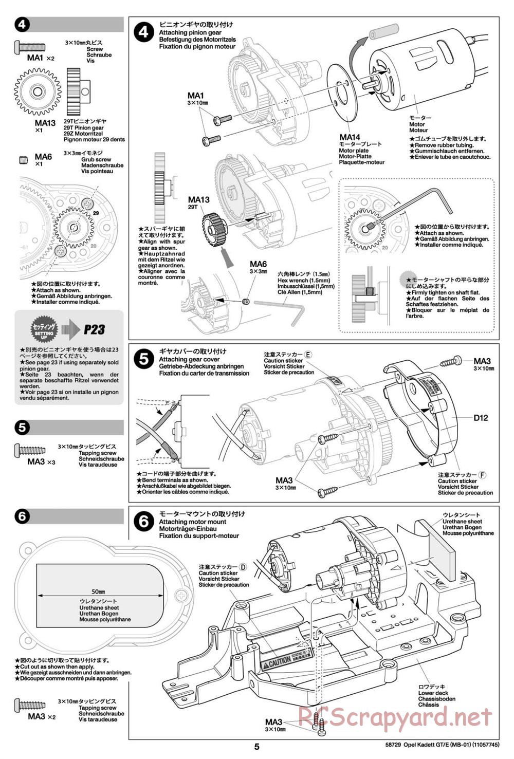 Tamiya - Opel Kadett GT/E - MB-01 Chassis - Manual - Page 5