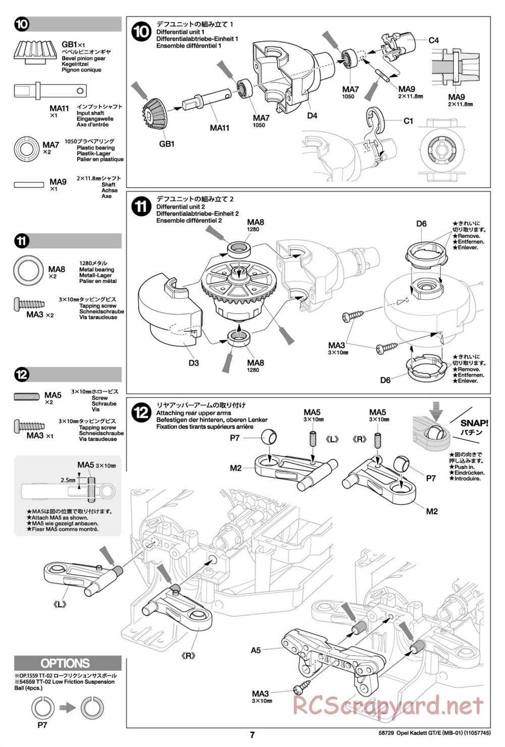 Tamiya - Opel Kadett GT/E - MB-01 Chassis - Manual - Page 7