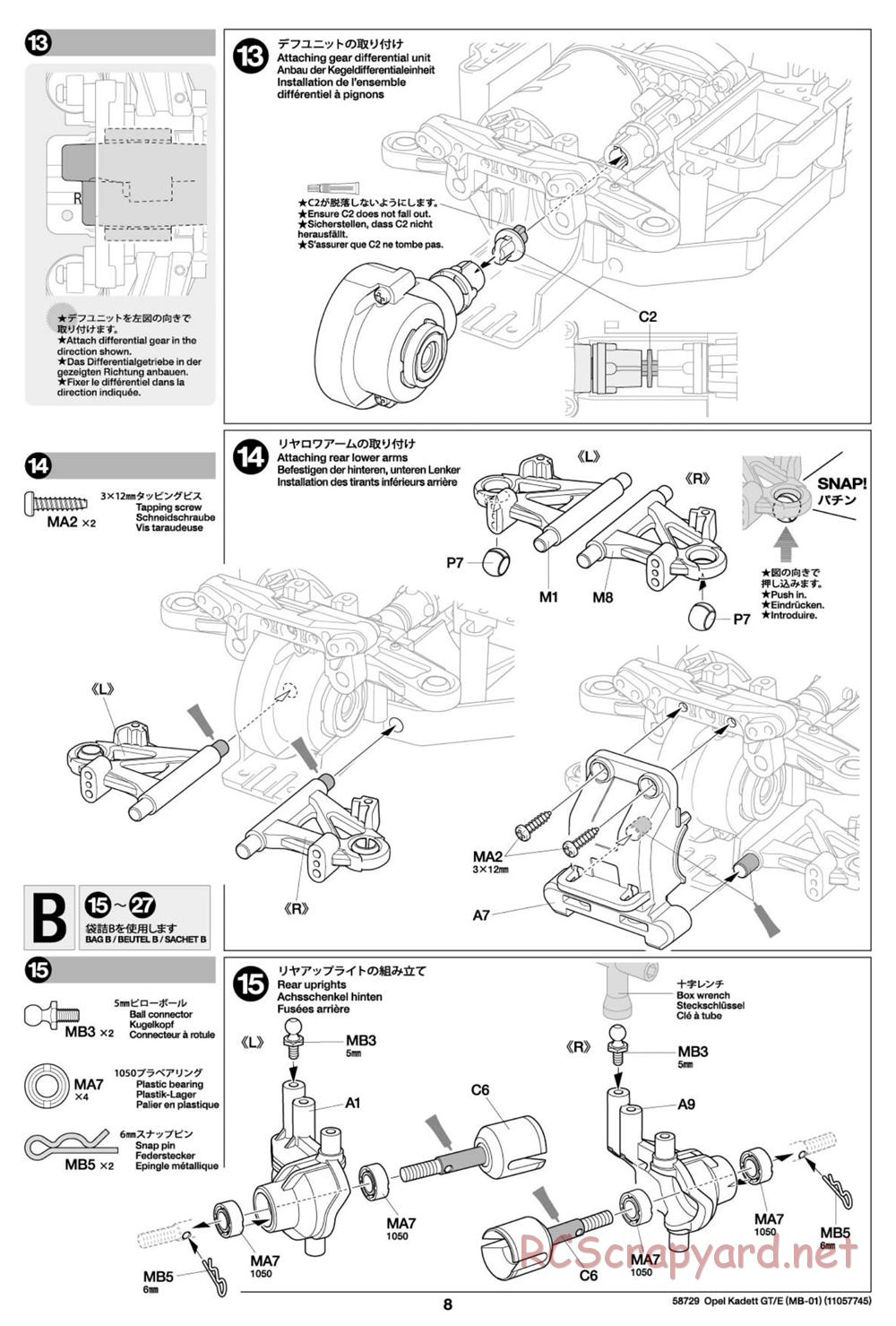 Tamiya - Opel Kadett GT/E - MB-01 Chassis - Manual - Page 8