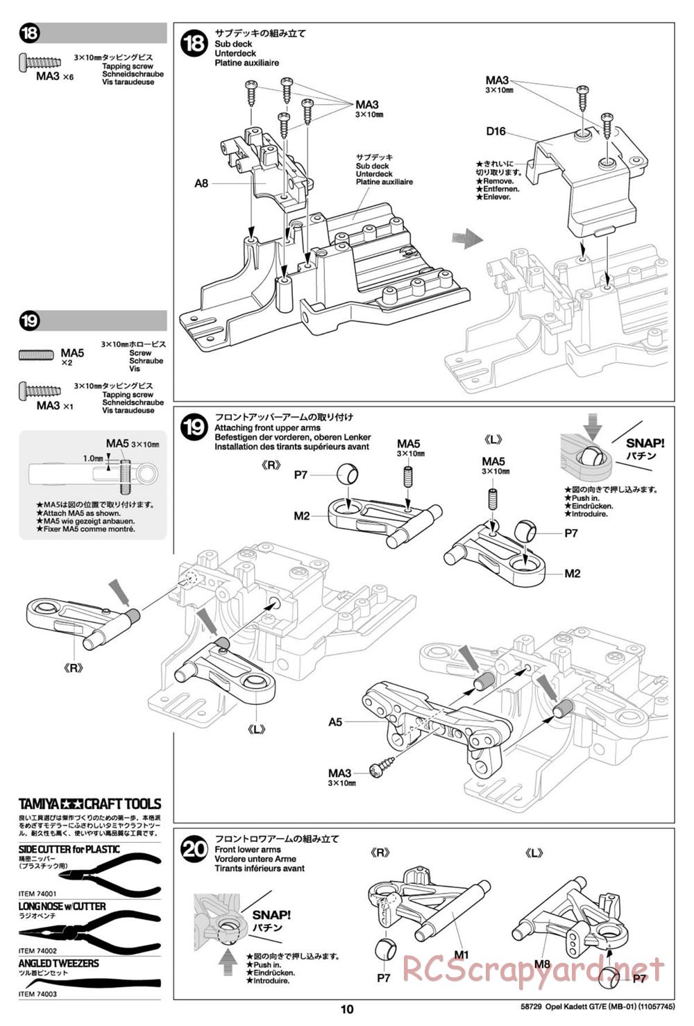 Tamiya - Opel Kadett GT/E - MB-01 Chassis - Manual - Page 10