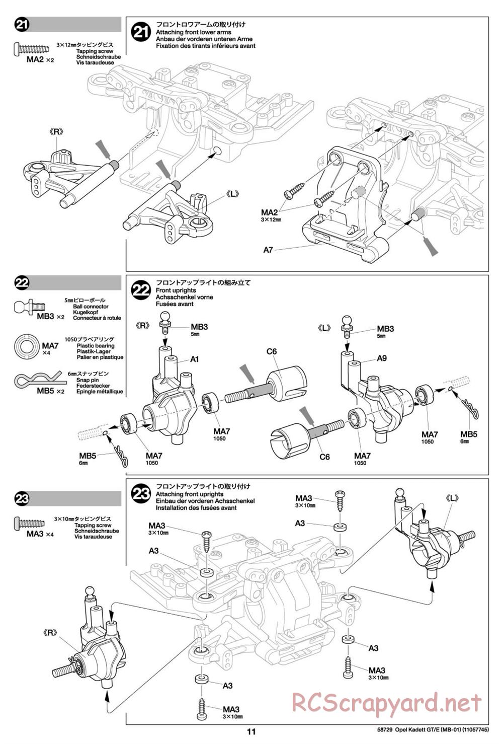 Tamiya - Opel Kadett GT/E - MB-01 Chassis - Manual - Page 11