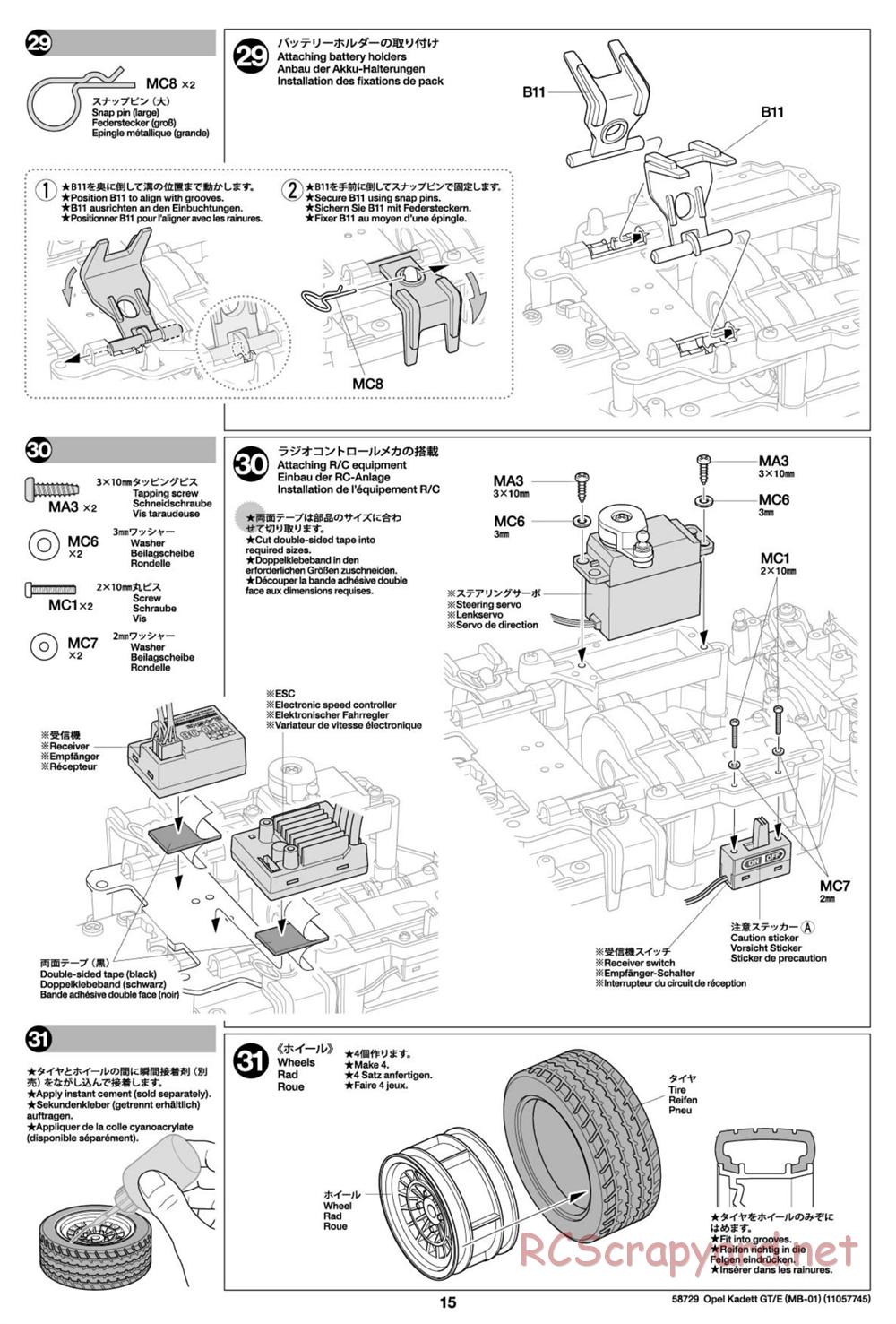 Tamiya - Opel Kadett GT/E - MB-01 Chassis - Manual - Page 15