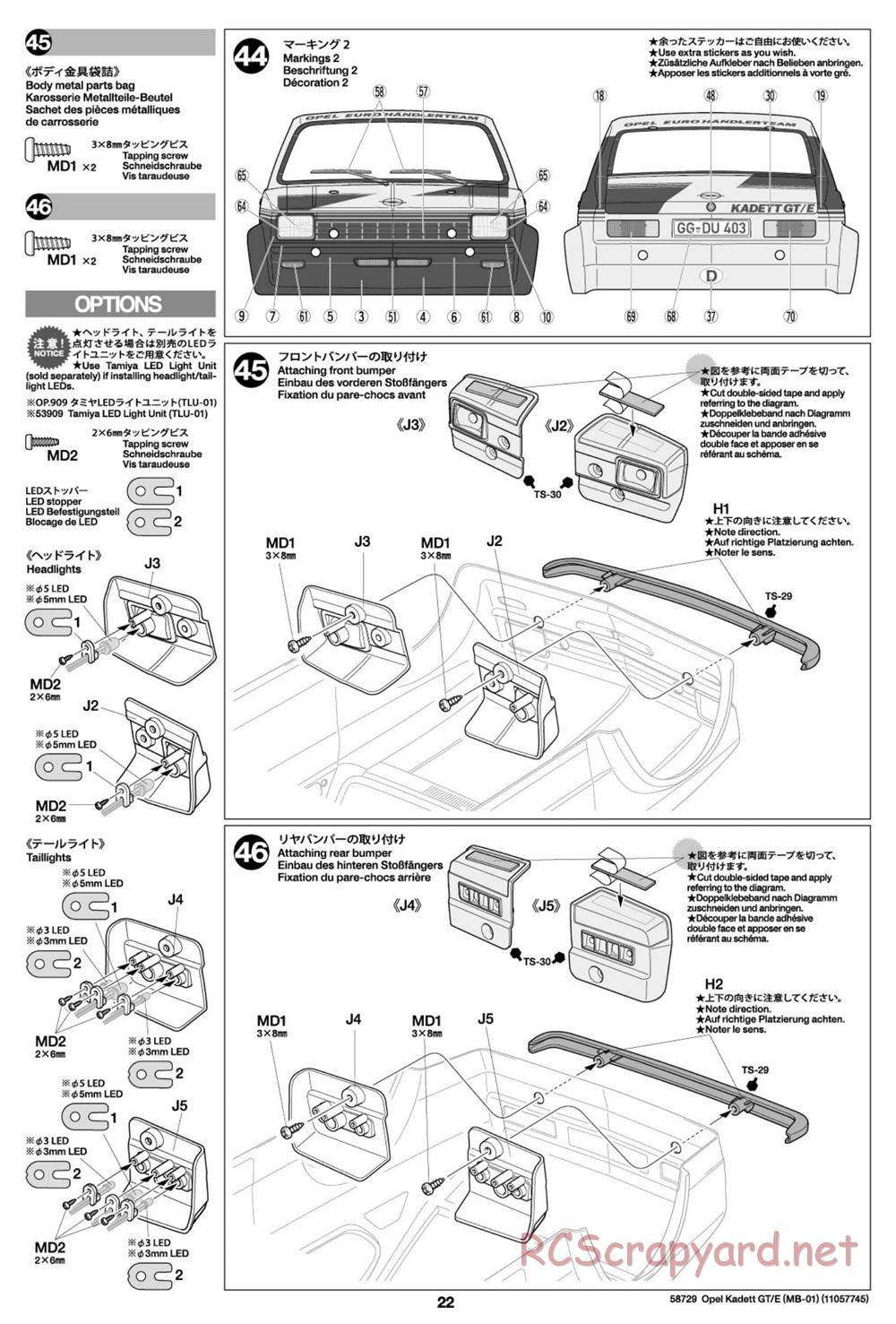 Tamiya - Opel Kadett GT/E - MB-01 Chassis - Manual - Page 22