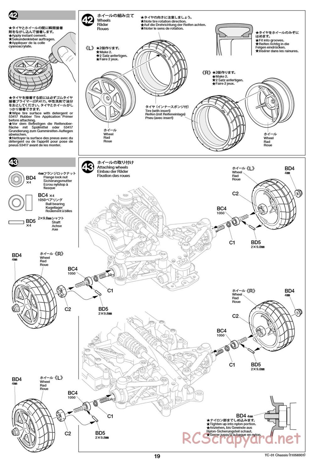 Tamiya - 1997 Mercedes-Benz CLK-GTR - TC-01 Chassis - Manual - Page 19