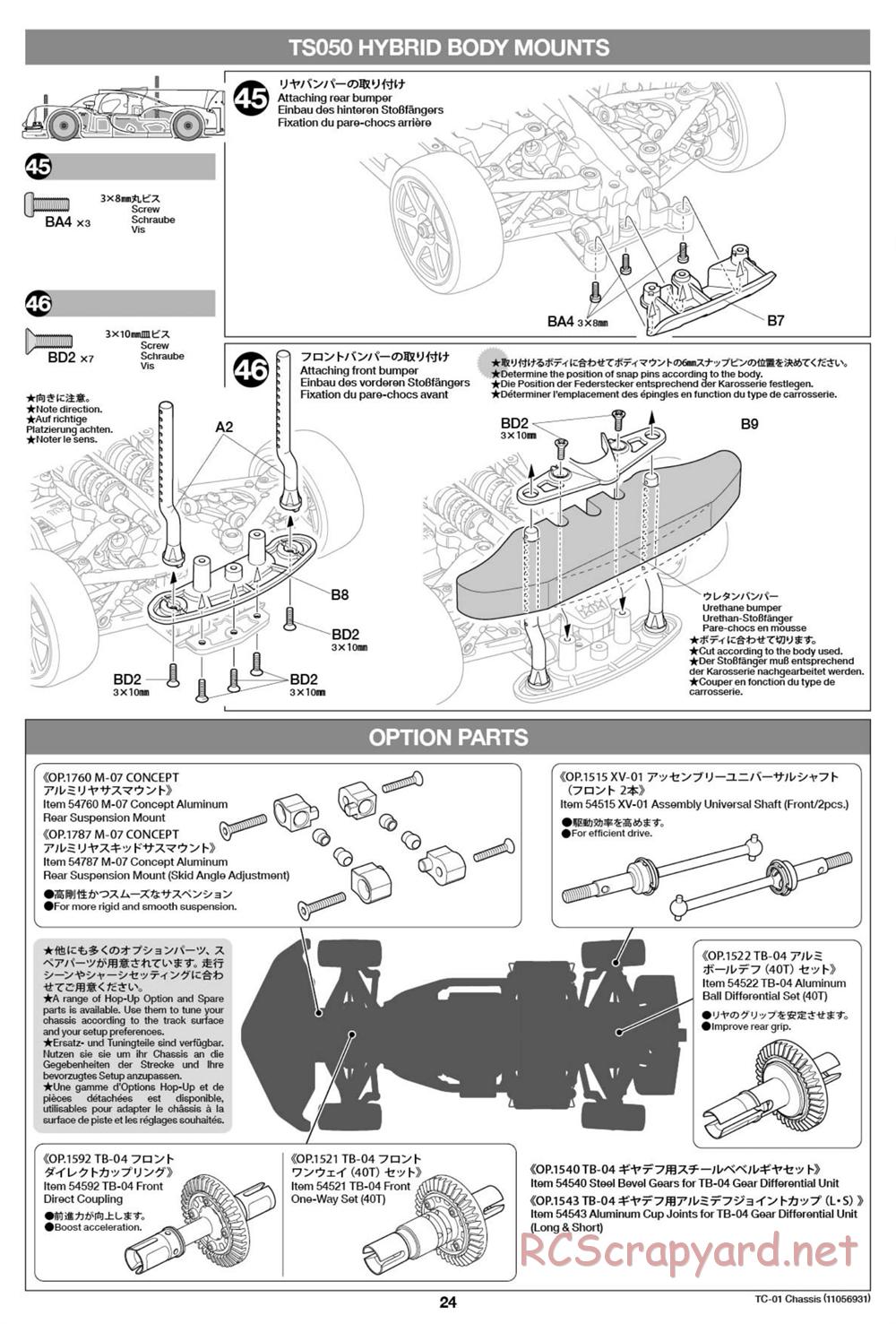 Tamiya - 1997 Mercedes-Benz CLK-GTR - TC-01 Chassis - Manual - Page 24