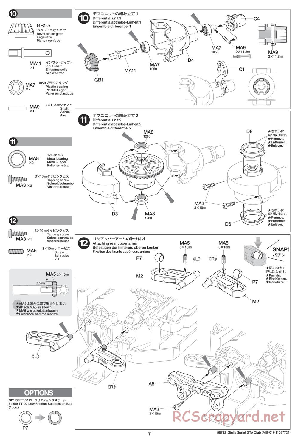 Tamiya - Alfa Romeo Giulia Sprint GTA Club Racer - MB-01 Chassis - Manual - Page 7