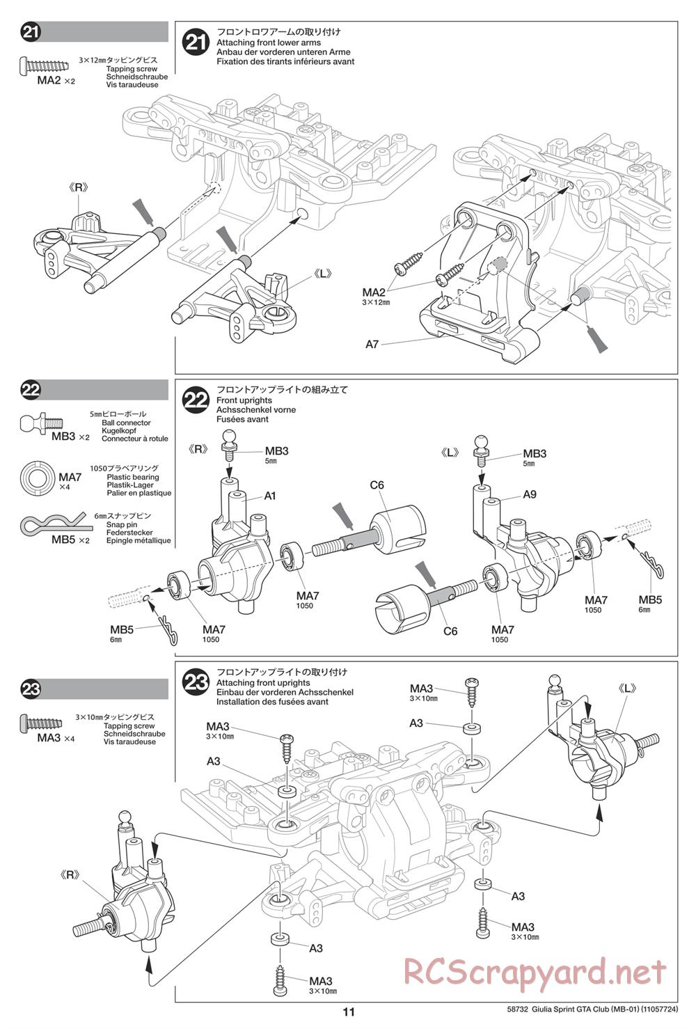 Tamiya - Alfa Romeo Giulia Sprint GTA Club Racer - MB-01 Chassis - Manual - Page 11