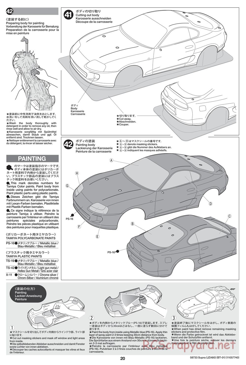 Tamiya - Toyota Supra (JZA80) - BT-01 Chassis - Manual - Page 20