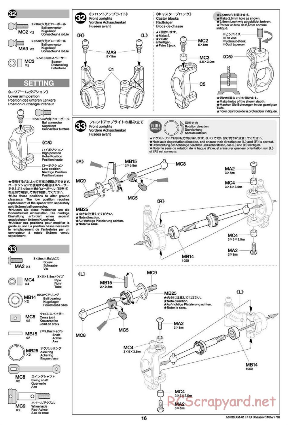 Tamiya - XM-01 Pro Chassis - Manual - Page 16