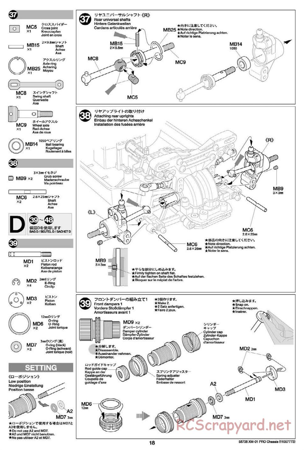 Tamiya - XM-01 Pro Chassis - Manual - Page 18