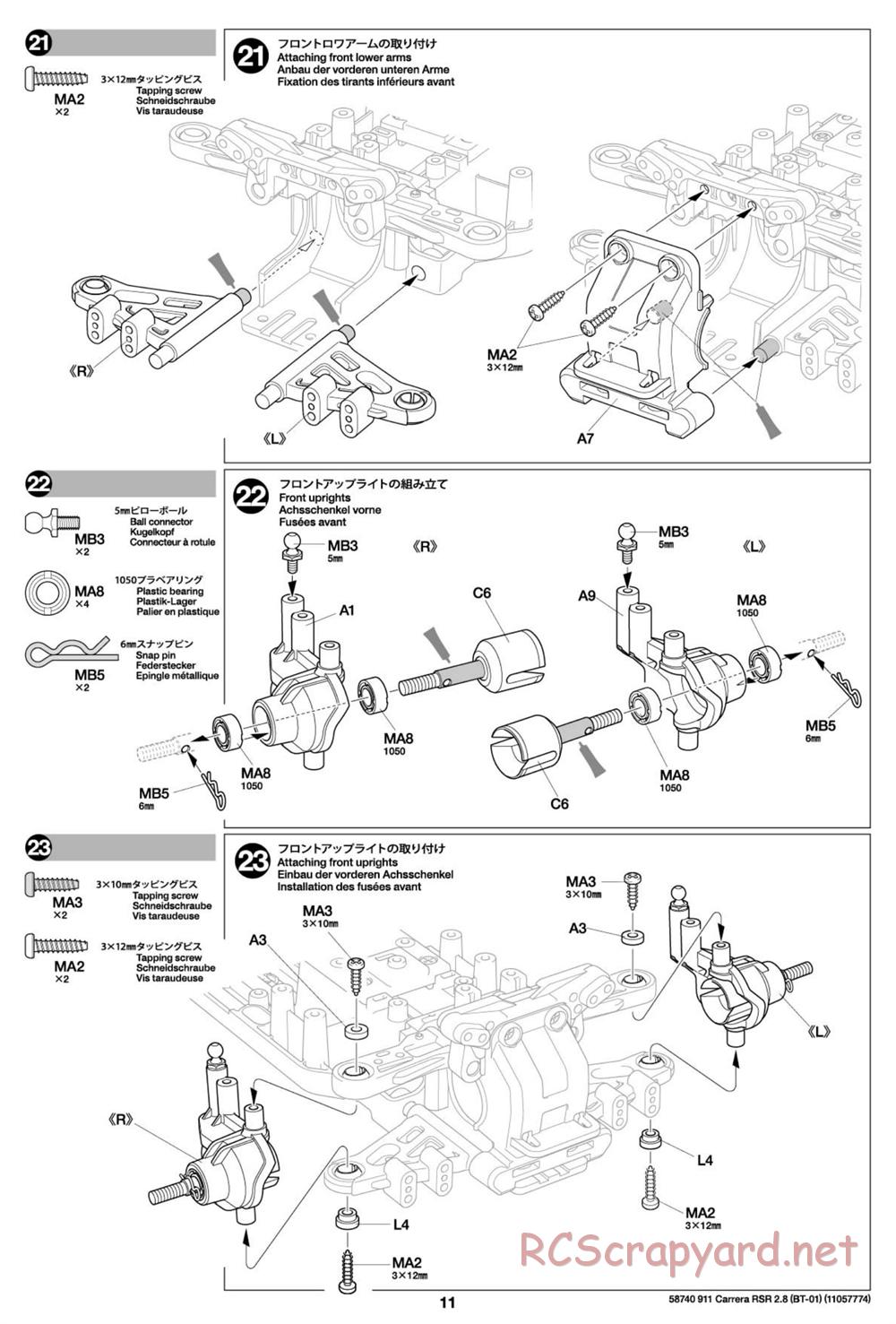 Tamiya - Porsche 911 Carrera RSR 2.8 - BT-01 Chassis - Manual - Page 11