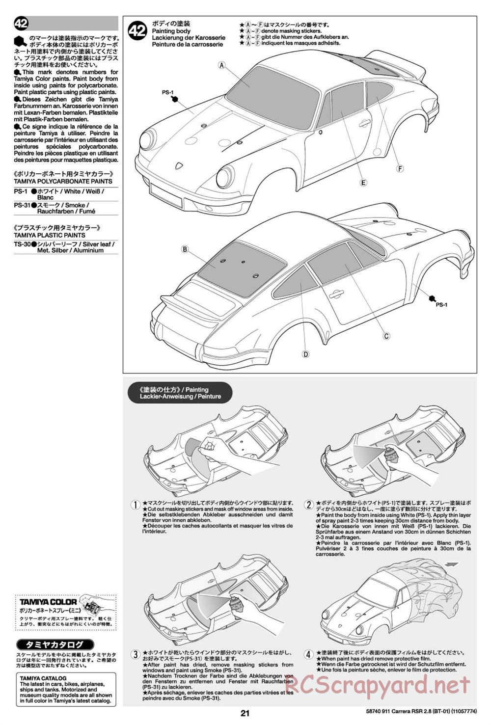 Tamiya - Porsche 911 Carrera RSR 2.8 - BT-01 Chassis - Manual - Page 21