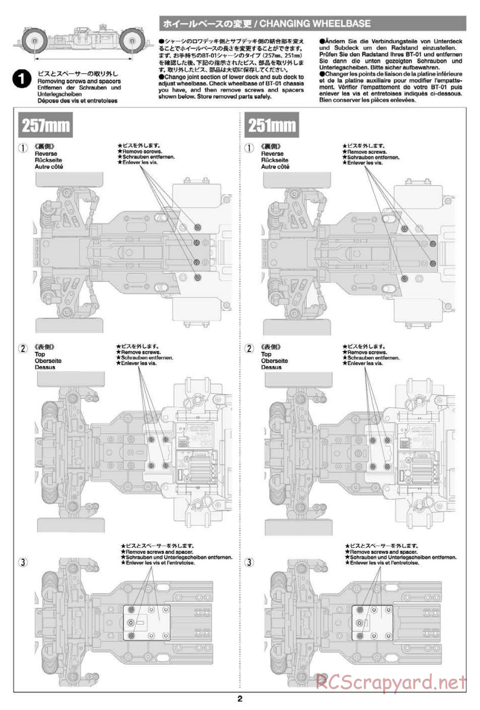 Tamiya - BT-01 Chassis - MR / FF Settings Manual - Page 2