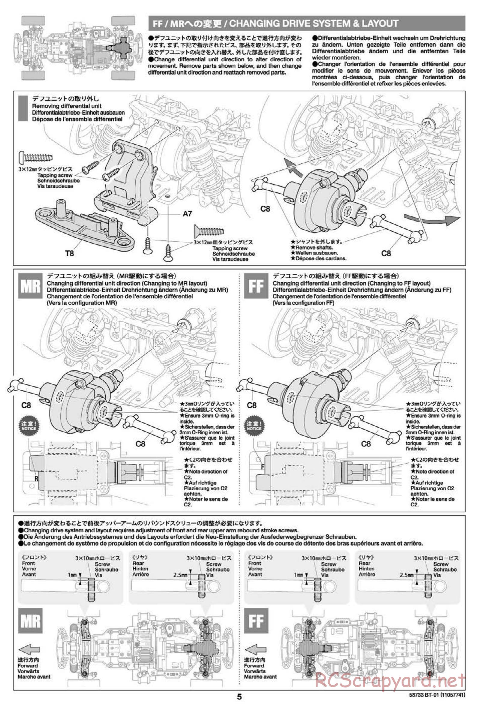 Tamiya - BT-01 Chassis - MR / FF Settings Manual - Page 5