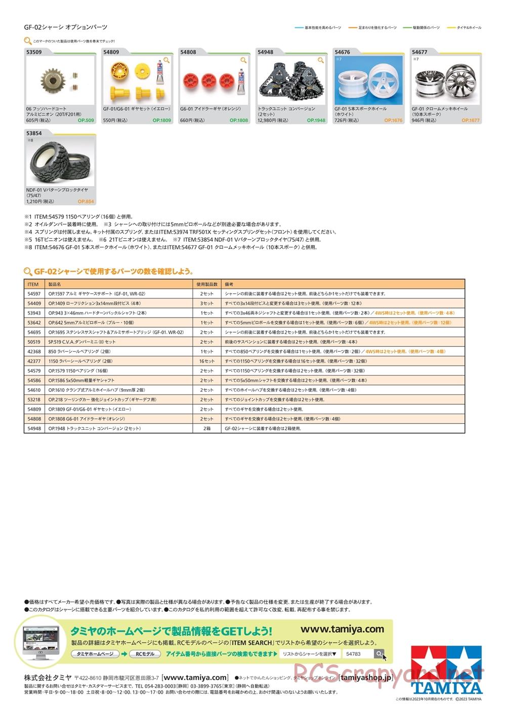 Tamiya - GF-02 Chassis - Optional Parts - Page 2