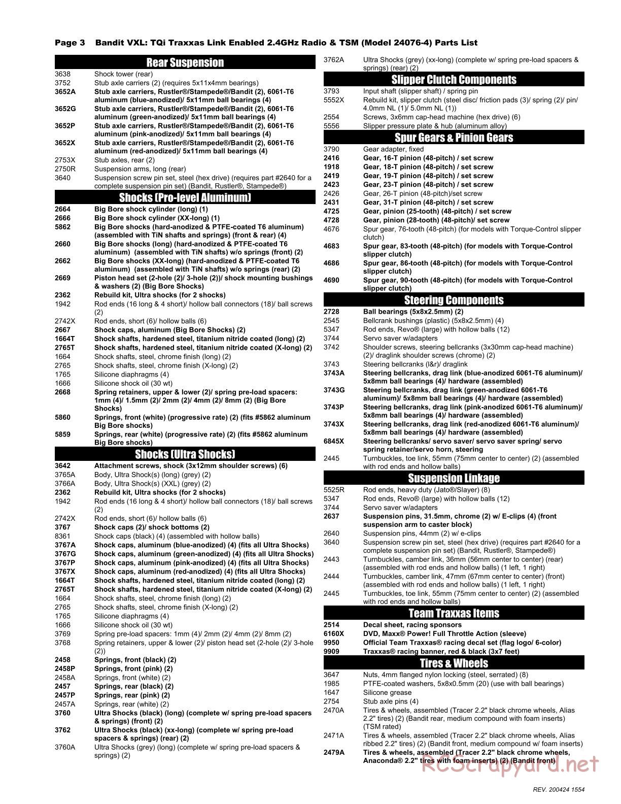 Traxxas - Bandit VXL TSM (2018) - Parts List - Page 3