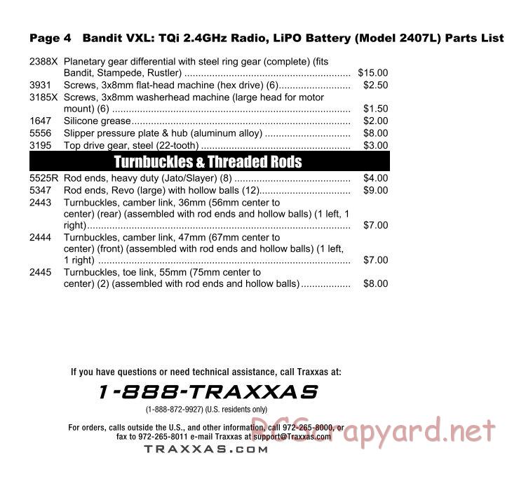 Traxxas - Bandit VXL LiPo (2012) - Parts List - Page 4