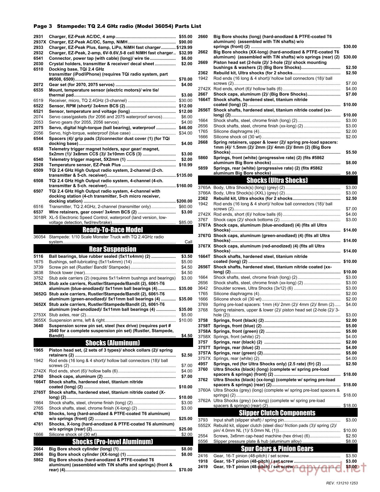 Traxxas - Stampede XL-5 - Parts List - Page 3