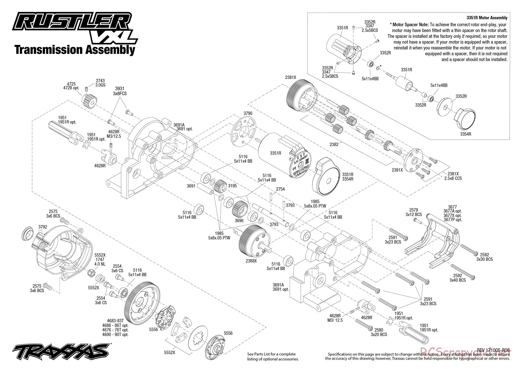 Traxxas - Rustler VXL TSM (2015) - Exploded Views - Page 4