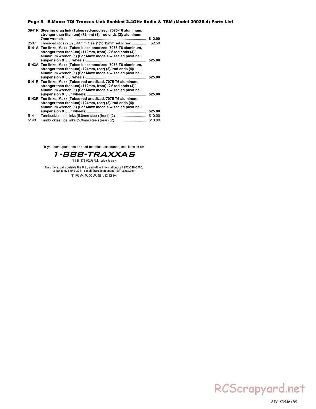 Traxxas - E-Maxx TSM (2016) - Parts List - Page 5