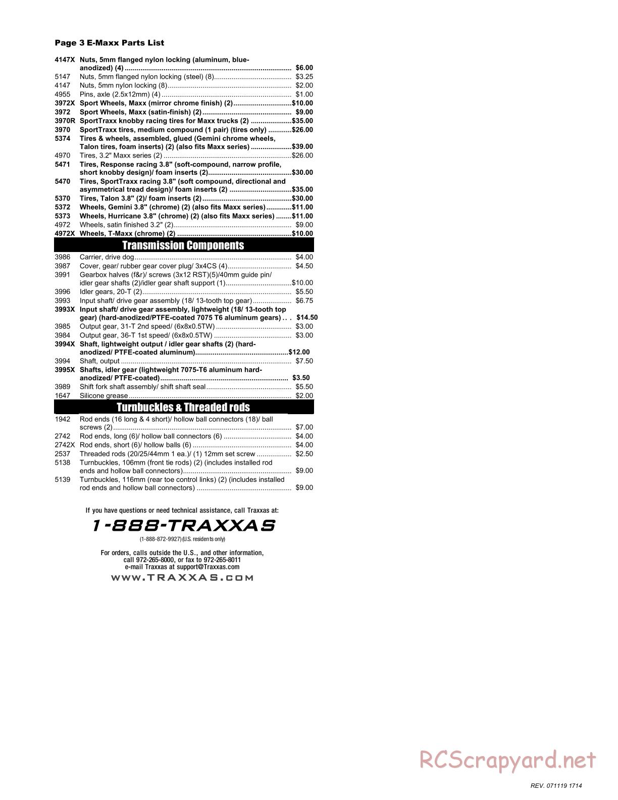 Traxxas - E-Maxx (2000) - Parts List - Page 3