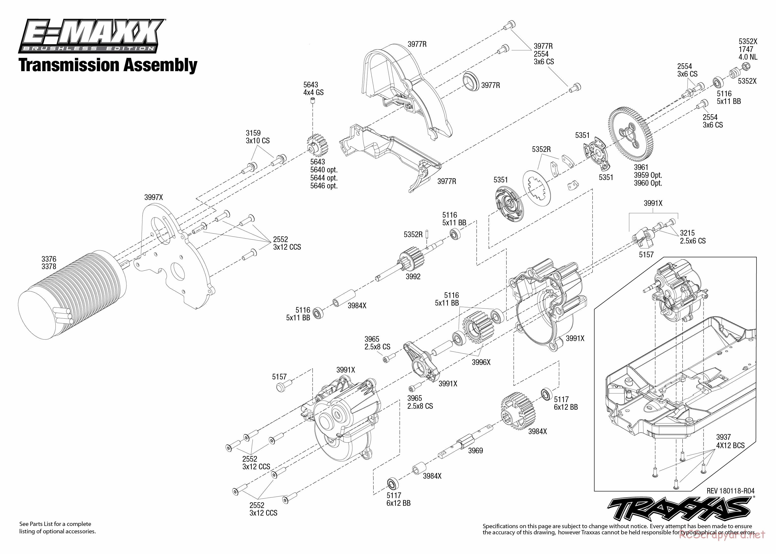 Traxxas - E-Maxx Brushless TSM (2016) - Exploded Views - Page 4