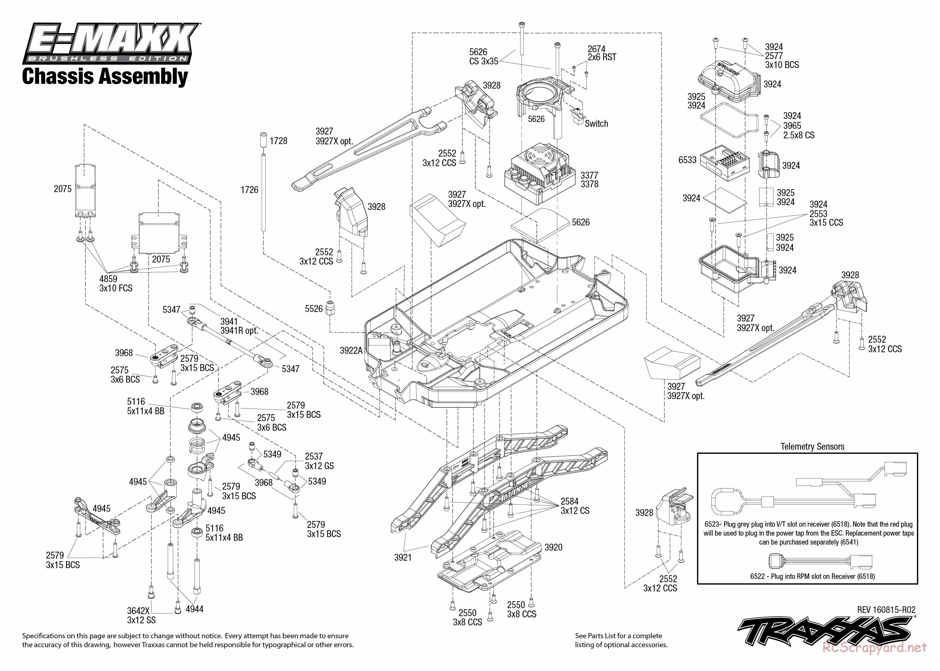 Traxxas - E-Maxx Brushless TSM (2016) - Exploded Views - Page 1