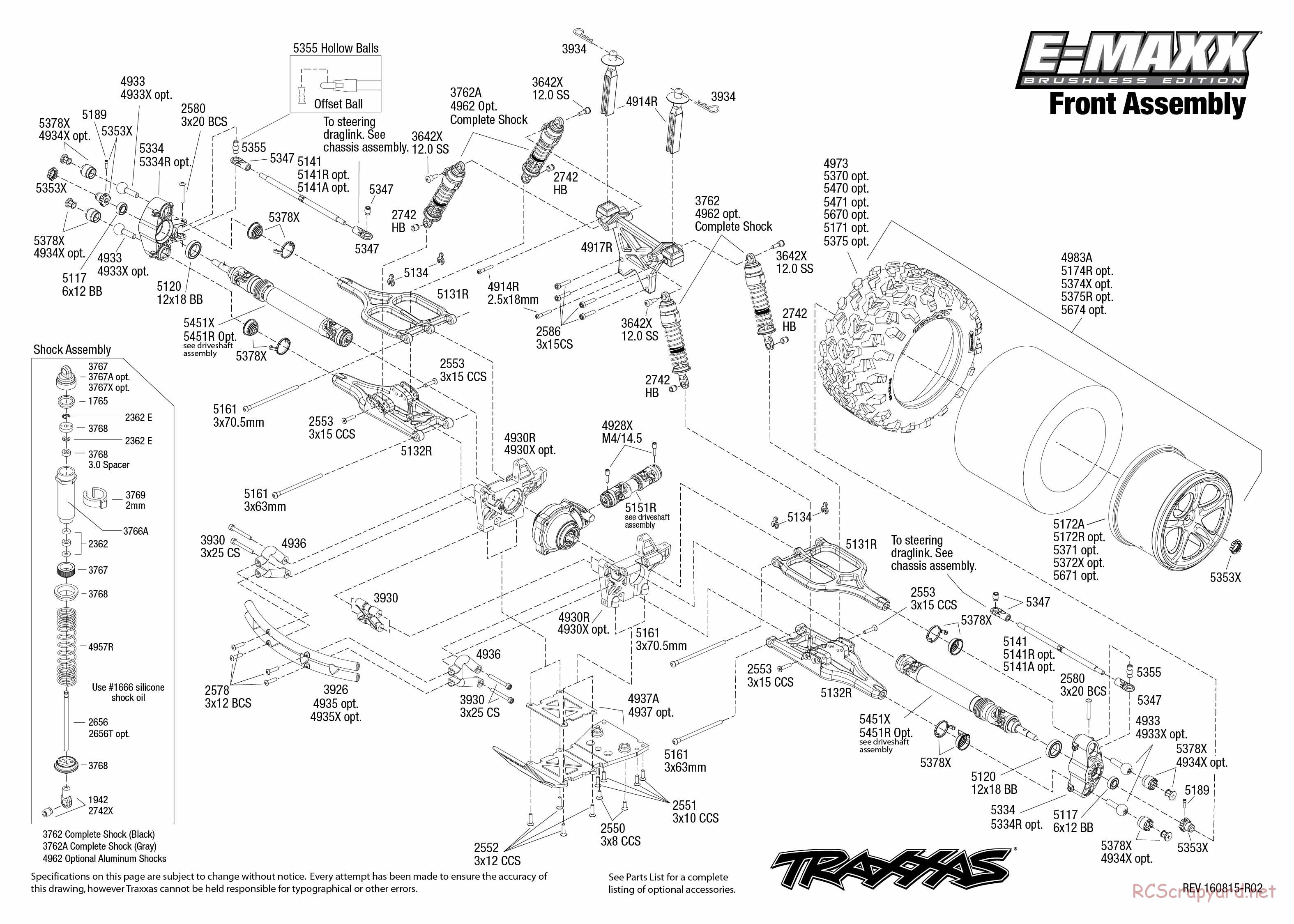 Traxxas - E-Maxx Brushless TSM (2016) - Exploded Views - Page 2