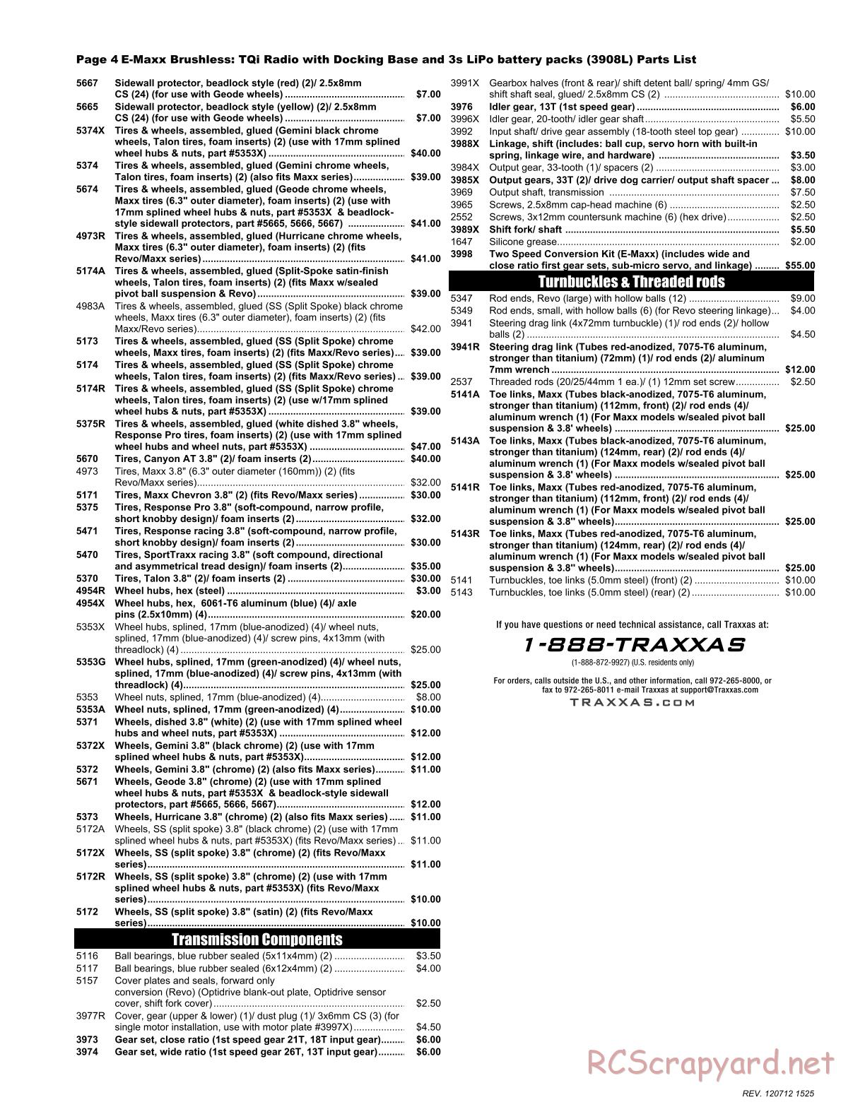 Traxxas - E-Maxx Brushless - Parts List - Page 4