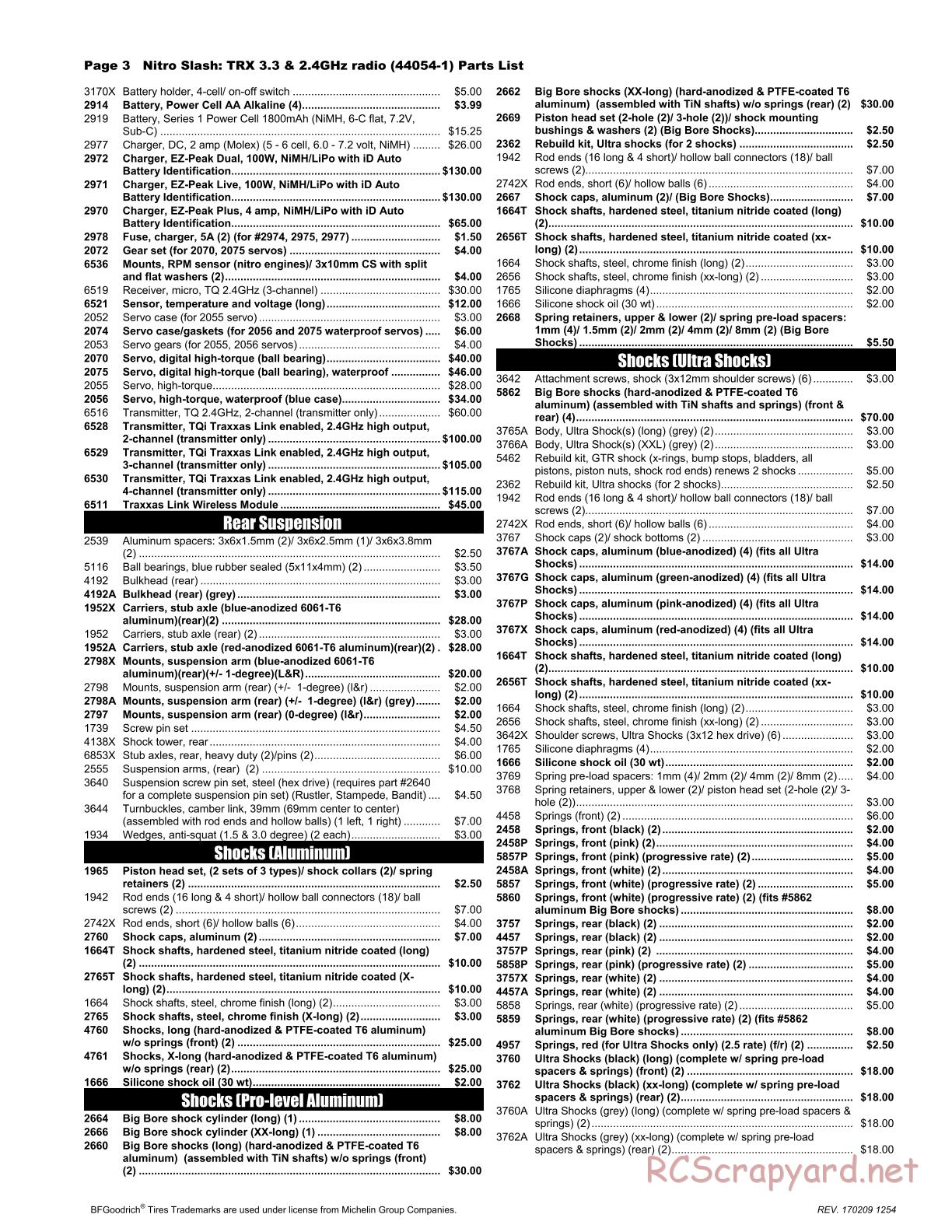 Traxxas - Nitro Slash (2014) - Parts List - Page 3