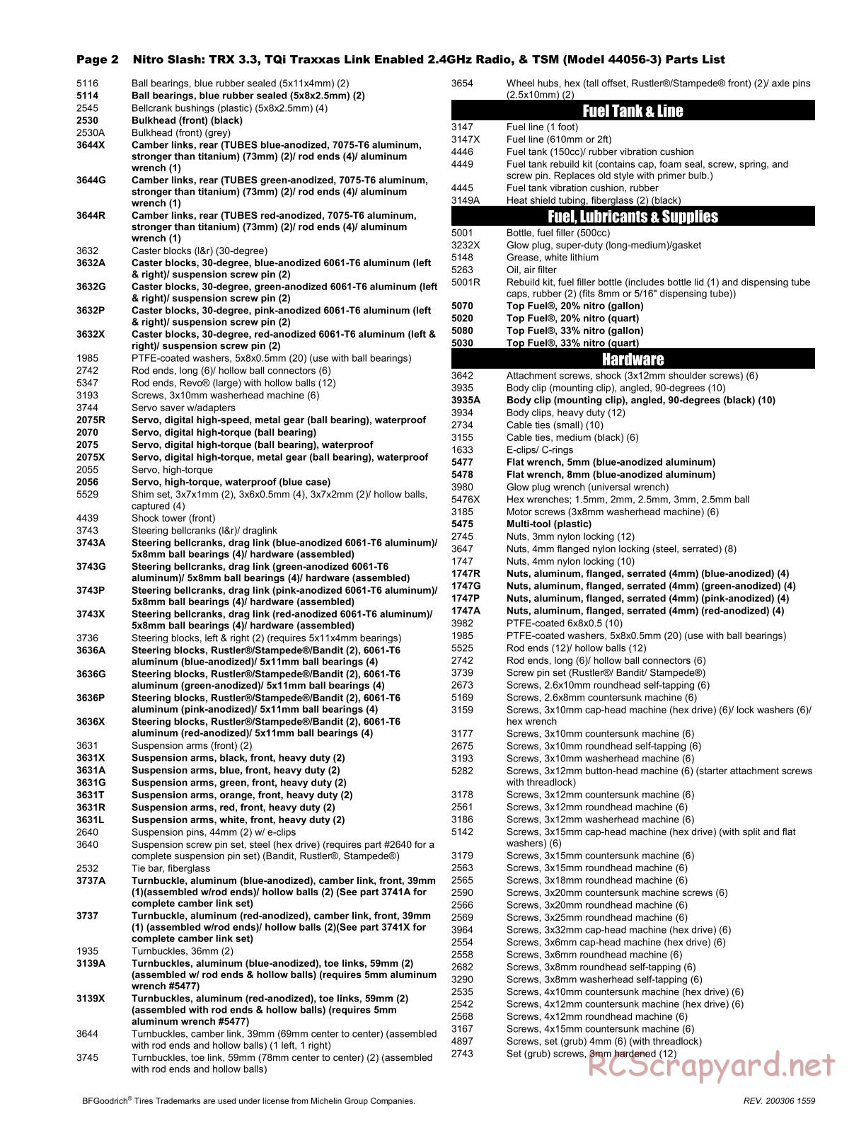 Traxxas - Nitro Slash TSM (2015) - Parts List - Page 2