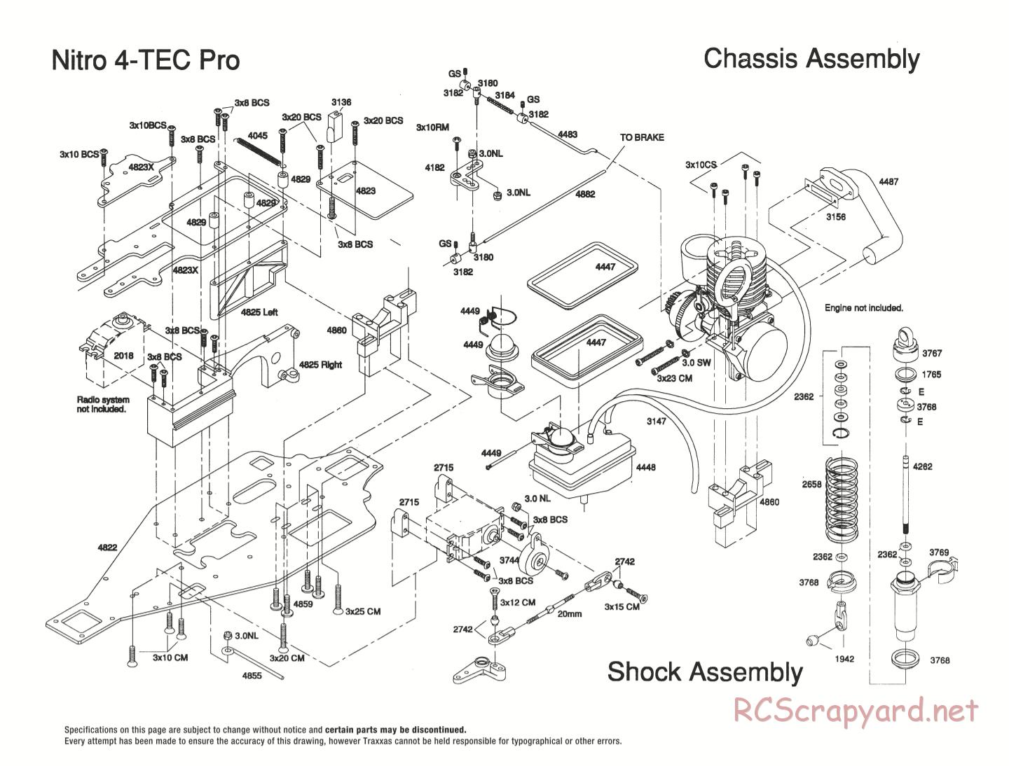 Traxxas - Nitro 4-Tec Pro (1998) - Exploded Views - Page 1